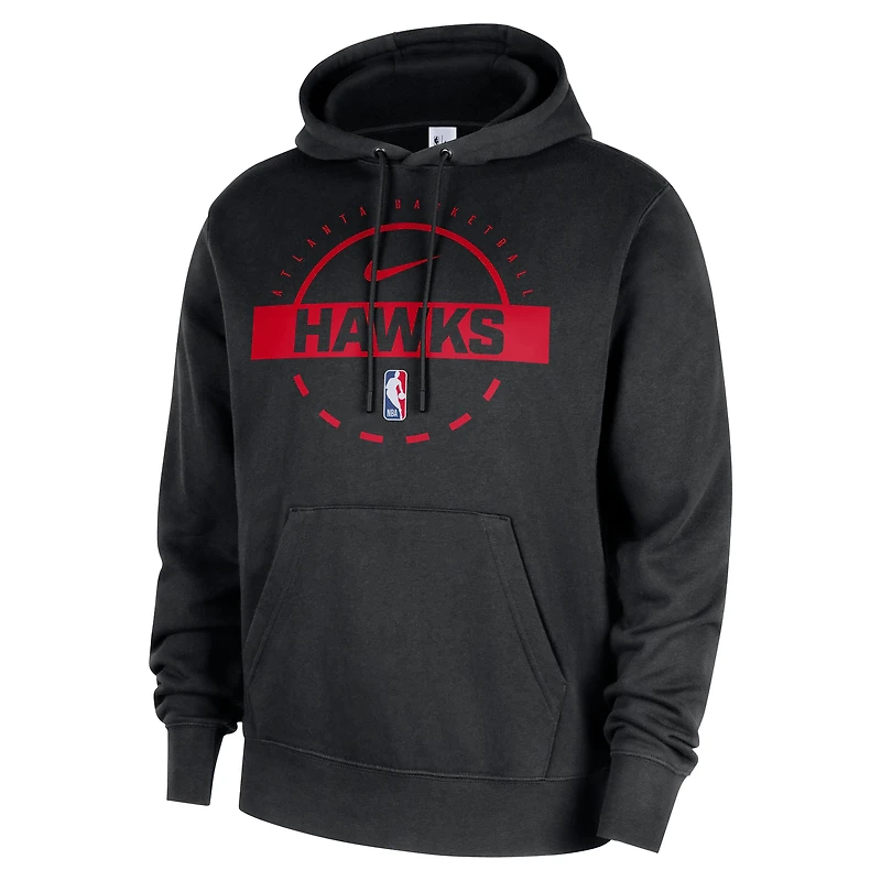 Men's Nike Black Atlanta Hawks 2025/26 Authentic Practice Club Pullover Hoodie