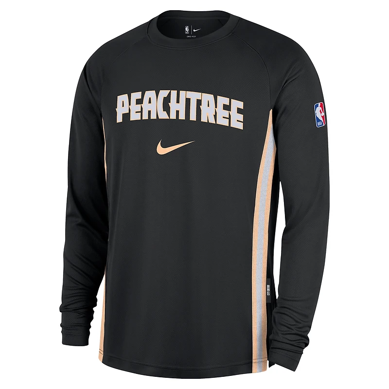 Men's Nike  Black Atlanta Hawks 2025/26 City Edition Authentic Pregame Dri-FIT Long Sleeve Shooting T-Shirt