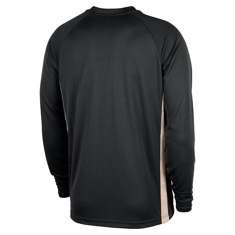 T-shirt d'entraînement à manches longues Nike Atlanta Hawks City Edition 2025/26 pour homme, noir, authentique, Dri-FIT, avant-match