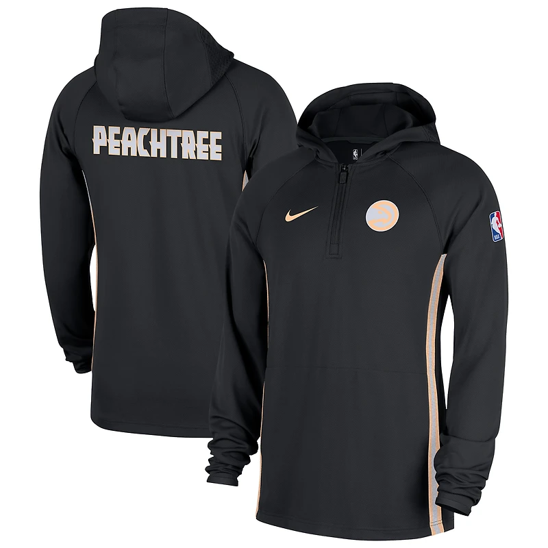 Men's Nike Black Atlanta Hawks 2025/26 City Edition Remix Authentic On-Court Quarter-Zip Dri-FIT Hooded Jacket