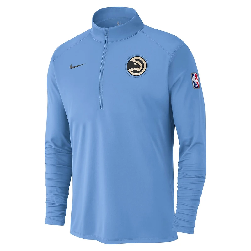 Men's Nike Light Blue Atlanta Hawks 2024/25 City Edition Authentic Coaches Performance Half-Zip Top