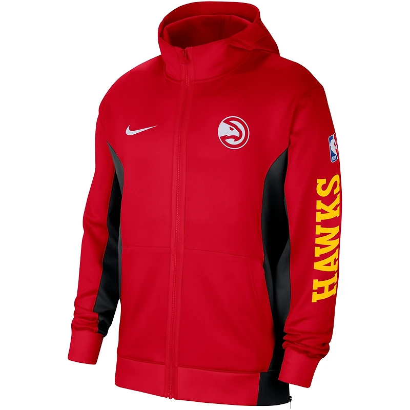 Sweat à capuche entièrement zippé Nike rouge Atlanta Hawks 2023/24 Authentic Showtime pour homme