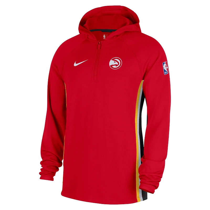 Veste à capuche Nike Atlanta Hawks Authentic On Court Zone Quarter-Zip Dri-FIT pour homme, rouge