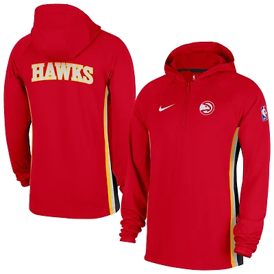 Men's Nike Red Atlanta Hawks Authentic On Court Zone Quarter-Zip Dri-FIT Hoodie Jacket