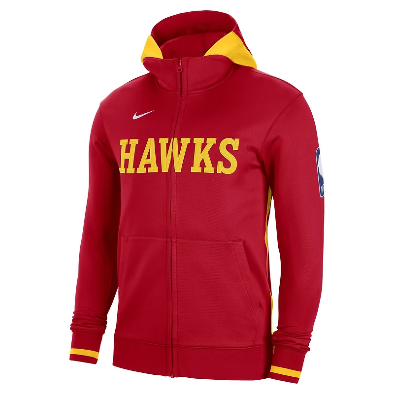 Men's Nike Red Atlanta Hawks Authentic Showtime Performance Full-Zip Hoodie