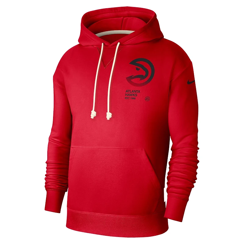 Men's Nike Red Atlanta Hawks Courtside Standard Issue Premium Performance Pullover Hoodie