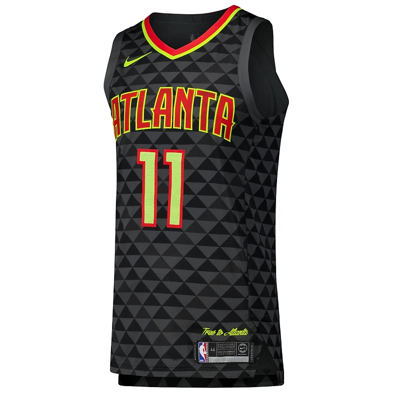 Maillot de joueur authentique Nike Trae Young des Atlanta Hawks noir pour homme - Édition Icon