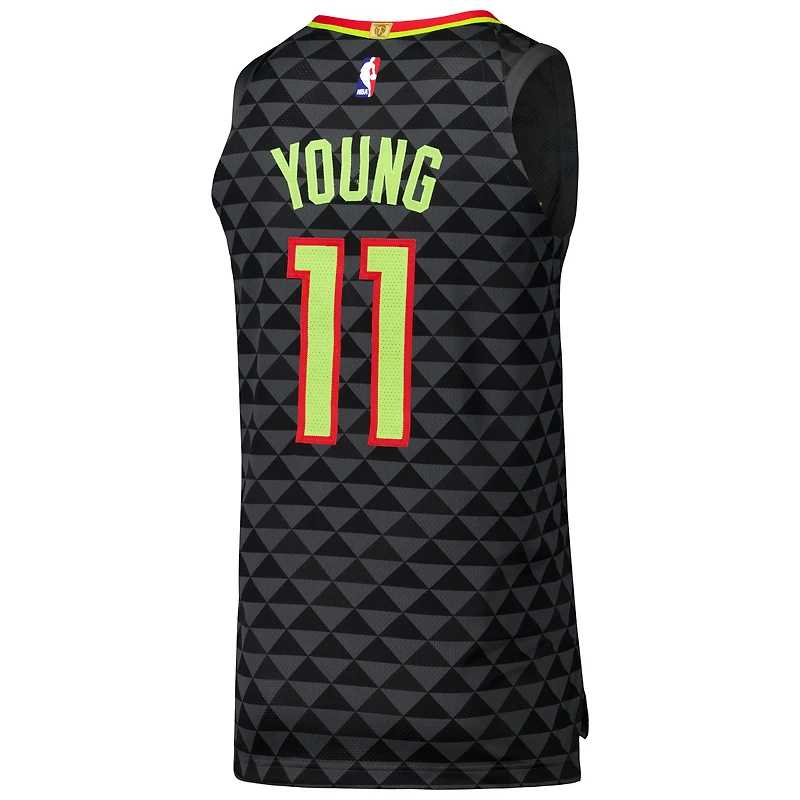 Maillot de joueur authentique Nike Trae Young des Atlanta Hawks noir pour homme - Édition Icon