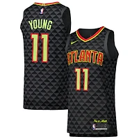 Maillot de joueur authentique Nike Trae Young des Atlanta Hawks noir pour homme - Édition Icon