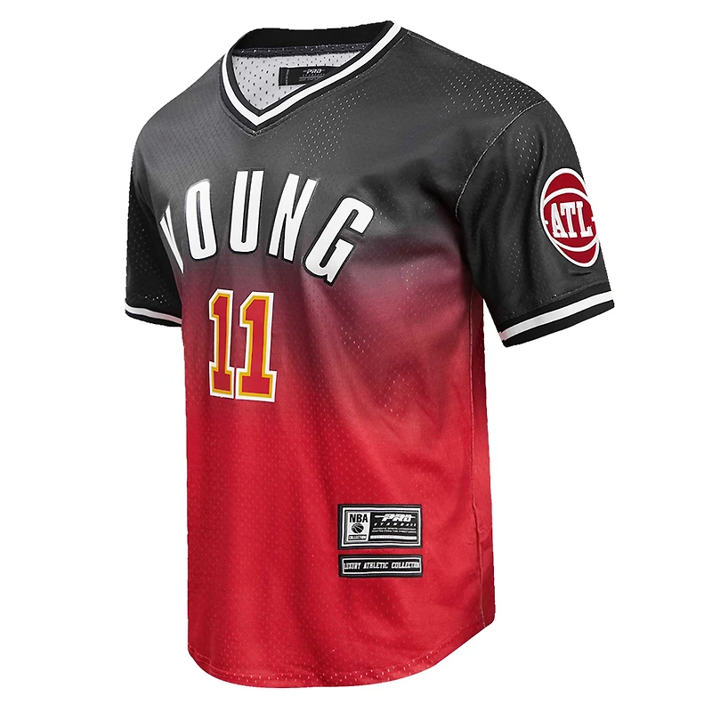 Men's Post Trae Young Black/Red Atlanta Hawks Ombre Name & Number T-Shirt