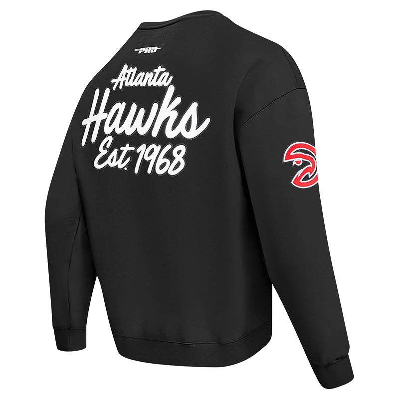 Men's Pro Standard Black Atlanta Hawks Paint the City Drop Shoulder Sweatshirt