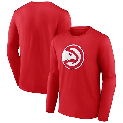 Men's  Red Atlanta Hawks Primary Logo Long Sleeve T-Shirt