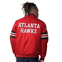 Men's Starter Red Atlanta Hawks Scout Varsity Satin Full-Snap Jacket