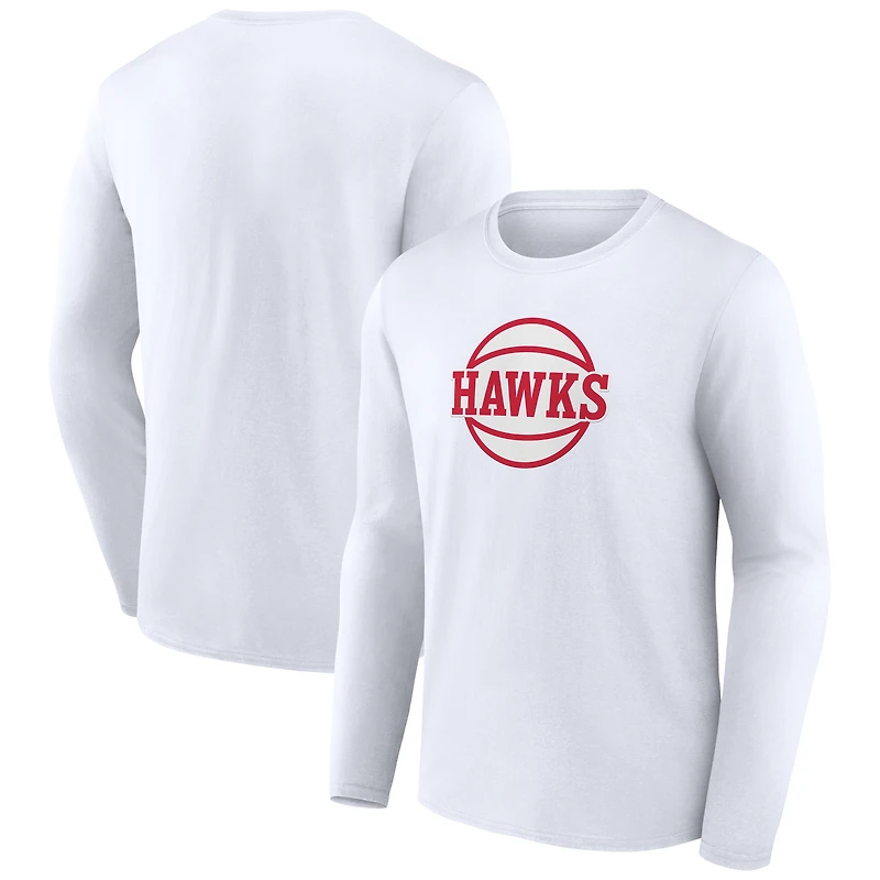 Men's  White Atlanta Hawks Alternate Logo Long Sleeve T-Shirt