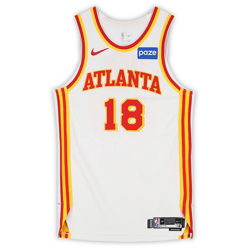 Mouhamed Gueye Atlanta Hawks Game-Used #18 White Nike Jersey vs. New York Knicks on April 18, 2026 - Size 48+4