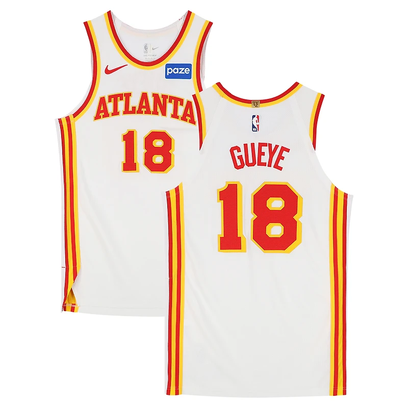 Mouhamed Gueye Atlanta Hawks Game-Used #18 White Nike Jersey vs. New York Knicks on April 18, 2026 - Size 48+4