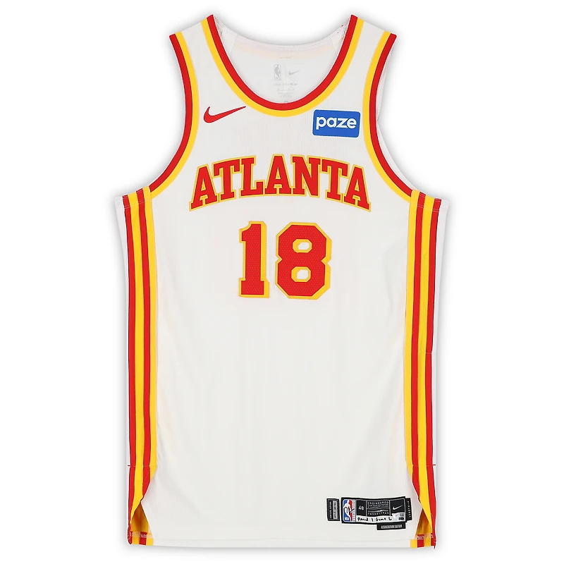 Mouhamed Gueye Atlanta Hawks Game-Used #18 White Nike Jersey vs. New York Knicks on April 30, 2026 - Size 48+4