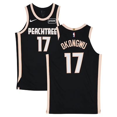 Maillot Nike City Edition noir n° 17 porté par Onyeka Okongwu (Atlanta Hawks) lors du match contre les Cleveland Cavaliers le 10 avril 2026 - Taille 50+4