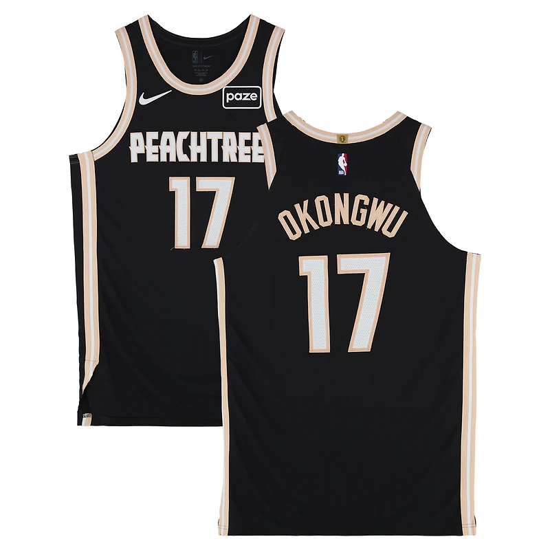 Onyeka Okongwu Atlanta Hawks Game-Used #17 Black Nike City Edition Jersey vs. Los Angeles Clippers on December 3, 2025 - Size 50+4