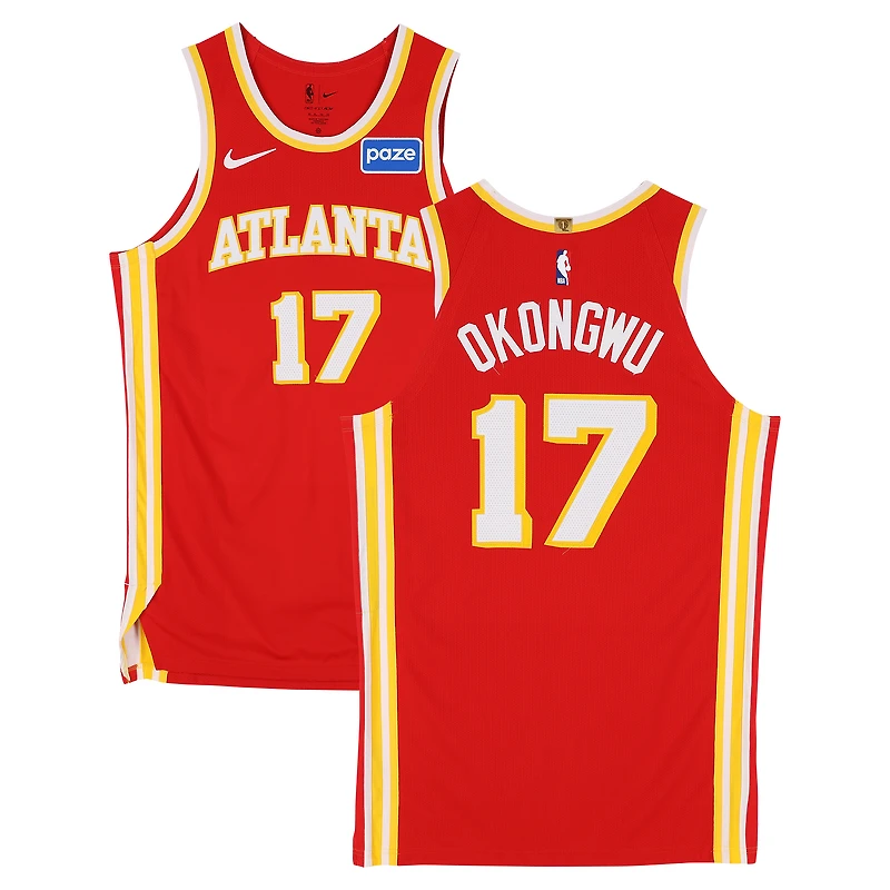 Onyeka Okongwu Atlanta Hawks Game-Used #17 Red Nike Jersey vs. Boston Celtics on March 27, 2026 - Size 50+4