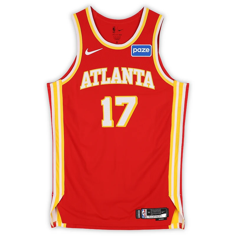 Onyeka Okongwu Atlanta Hawks Game-Used #17 Red Nike Jersey vs. Boston Celtics on March 27, 2026 - Size 50+4