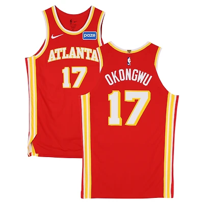 Onyeka Okongwu Atlanta Hawks Game-Used #17 Red Nike Jersey vs. Boston Celtics on March 27, 2026 - Size 50+4