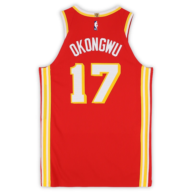 Onyeka Okongwu Atlanta Hawks Game-Used #17 Red Nike Jersey vs. Detroit Pistons on March 25, 2026 - Size 50+4