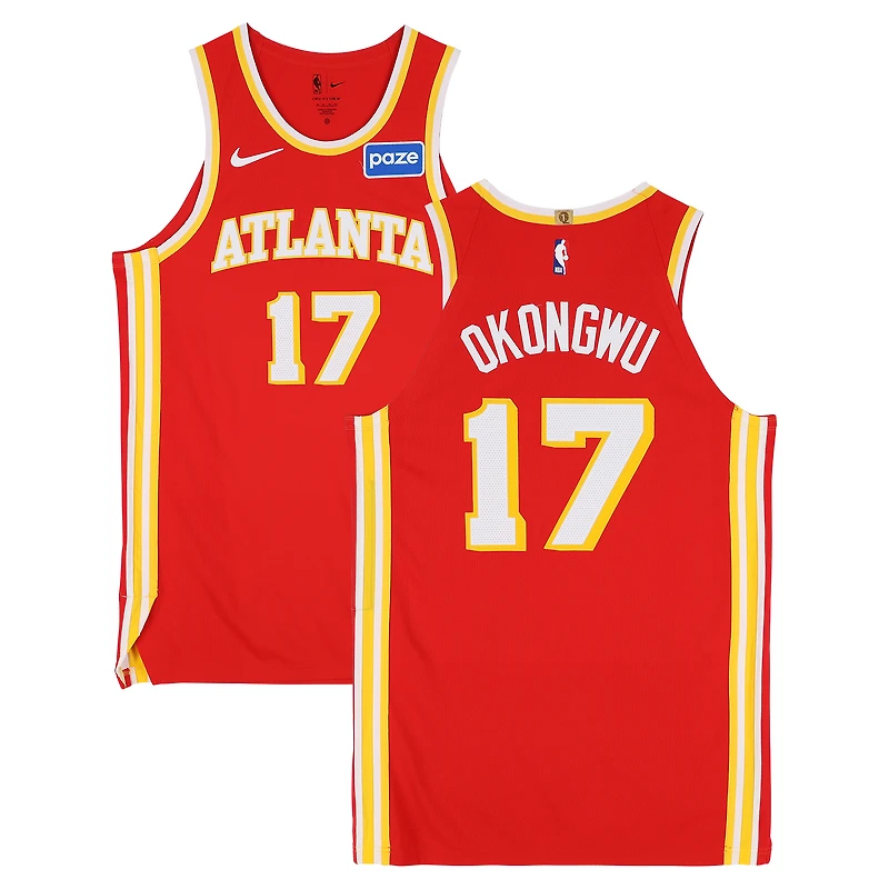 Onyeka Okongwu Atlanta Hawks Game-Used #17 Red Nike Jersey vs. Detroit Pistons on March 25, 2026 - Size 50+4