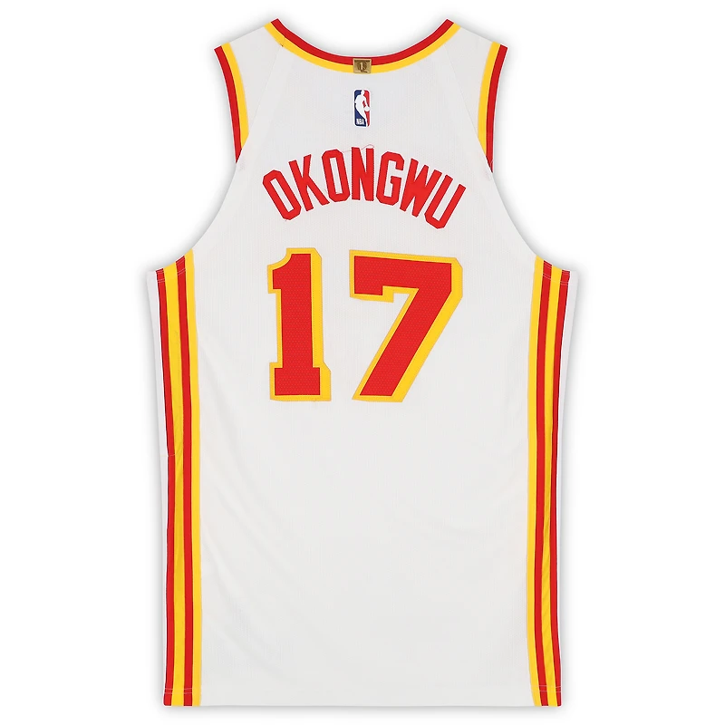 Onyeka Okongwu Atlanta Hawks Game-Used #17 White Nike Jersey vs. Portland Trail Blazers on March 1, 2026 - Size 50+4