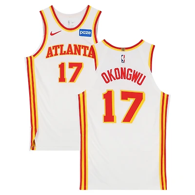Onyeka Okongwu Atlanta Hawks Game-Used #17 White Nike Jersey vs. Portland Trail Blazers on March 1, 2026 - Size 50+4