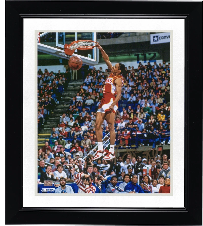 Photographie autographiée de 20 x 25 cm de Spud Webb des Atlanta Hawks lors du concours de dunk