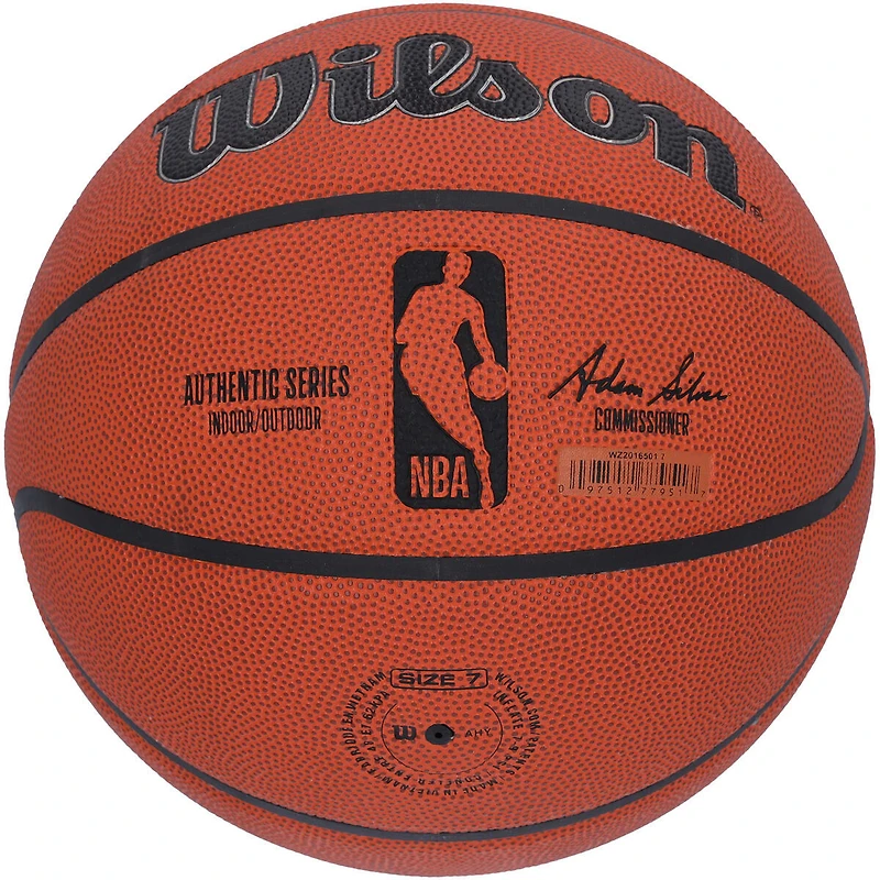 Ballon de basket-ball d'intérieur/extérieur Wilson Authentic Series autographié par Spud Webb des Atlanta Hawks avec inscription « 1986 Dunk Champ »
