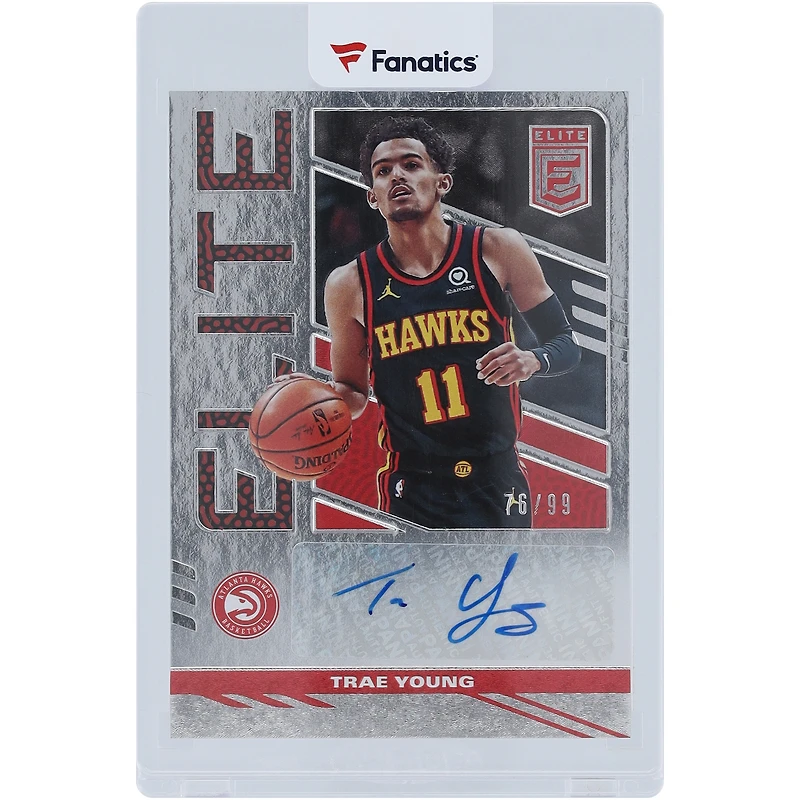 Carte Panini Elite #ES-TYG #76/99 autographiée par Trae Young Atlanta Hawks 2021-22