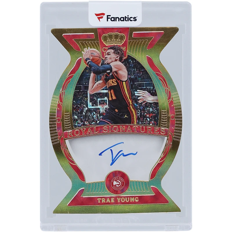 Carte Panini Crown Royale Royal Signatures #RS-YNG #3/17 autographiée par Trae Young des Atlanta Hawks 2023-24