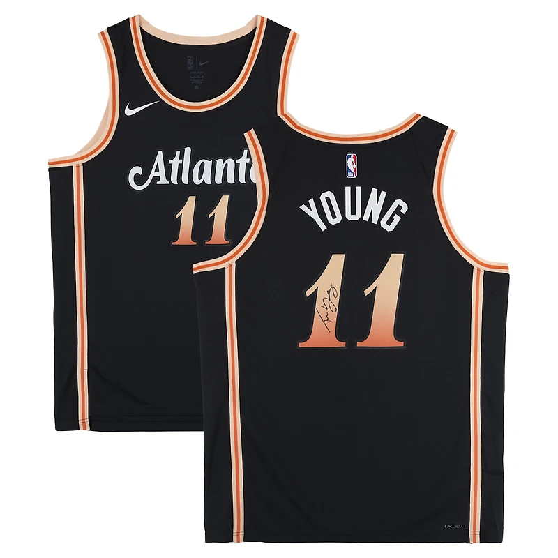 Trae Young Atlanta Hawks Autographed Black Nike 2022-23 City Edition Swingman Jersey