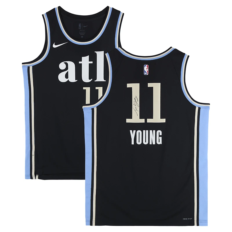 Trae Young Atlanta Hawks Autographed Black Nike 2023-24 City Edition Swingman Jersey