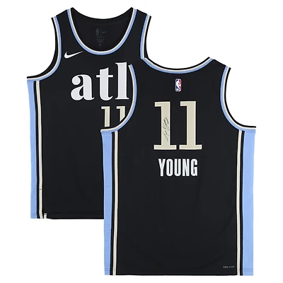 Trae Young Atlanta Hawks Autographed Black Nike 2023-24 City Edition Swingman Jersey