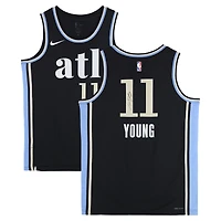 Trae Young Atlanta Hawks Autographed Black Nike 2023-24 City Edition Swingman Jersey