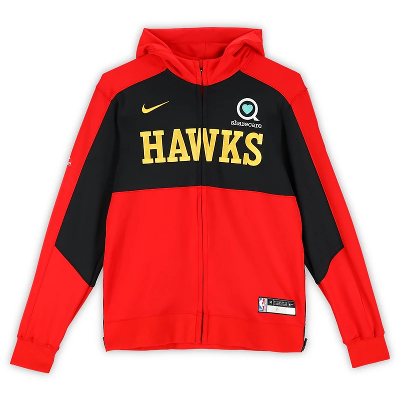 Trae Young Atlanta Hawks Player-Worn Red/Black Nike Full-Zip Hoodie from the 2024-25 NBA Season - Size M