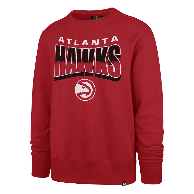 Unisex '47  Red Atlanta Hawks Brush By Headline Crewneck Sweatshirt