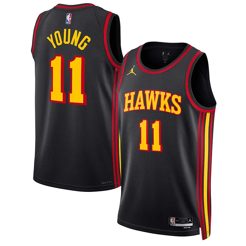 Unisexe Jordan Brand Trae Young Noir Atlanta Hawks Swingman Jersey - Statement Edition