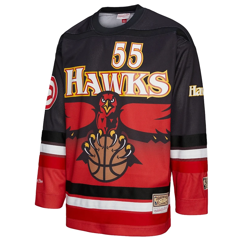 Maillot de hockey unisexe Mitchell & Ness Dikembe Mutombo rouge des Atlanta Hawks Maxxed Out Fashion