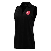 Polo sans manches à col en V pour femme, motif Atlanta Hawks, noir chiné, Antigua