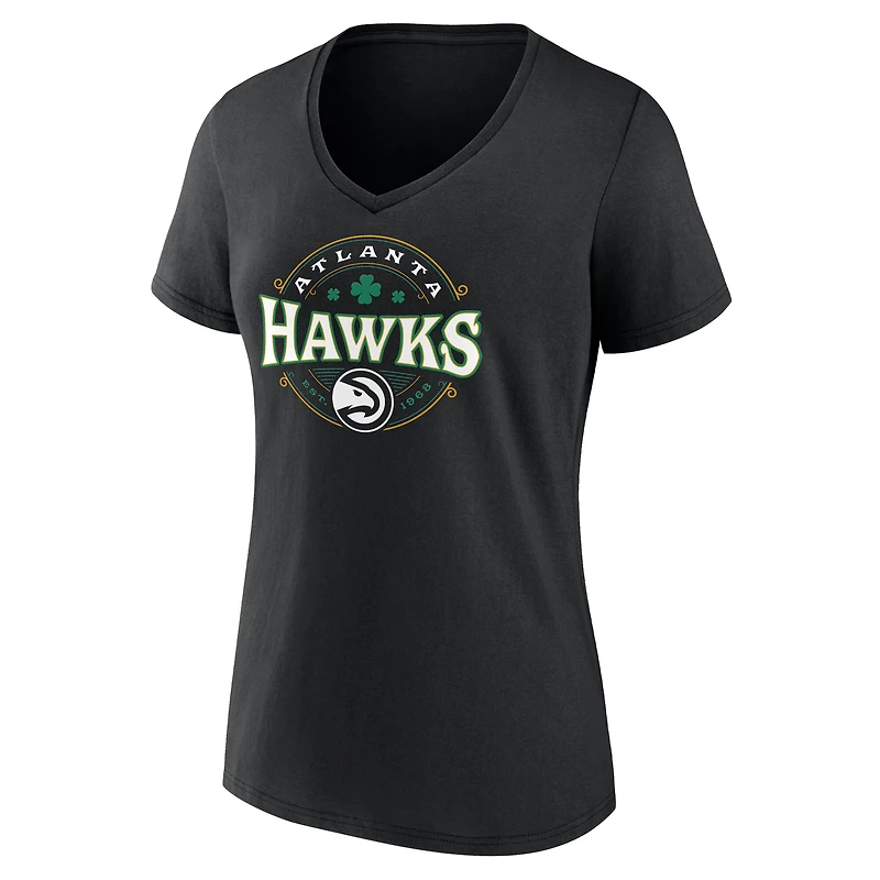 Women's  Black Atlanta Hawks Lucky V-Neck T-Shirt