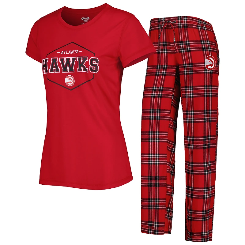 Ensemble pyjama pour femme Concepts Sport rouge/noir avec écusson des Atlanta Hawks : haut et pantalon.