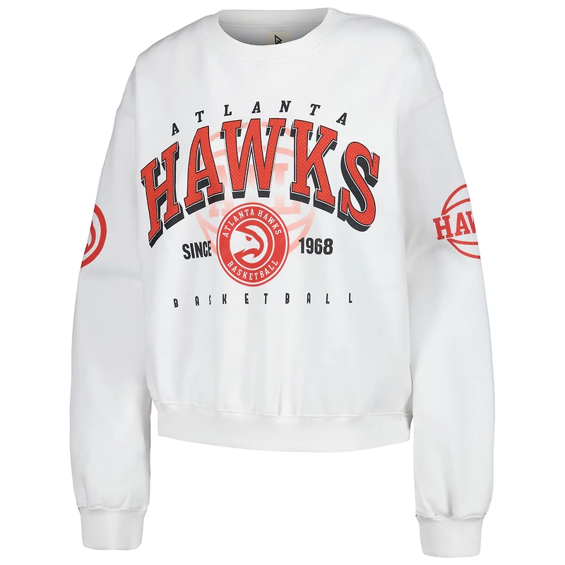 Women's Heather Gray Atlanta Hawks Oversized Pullover Sweatshirt
