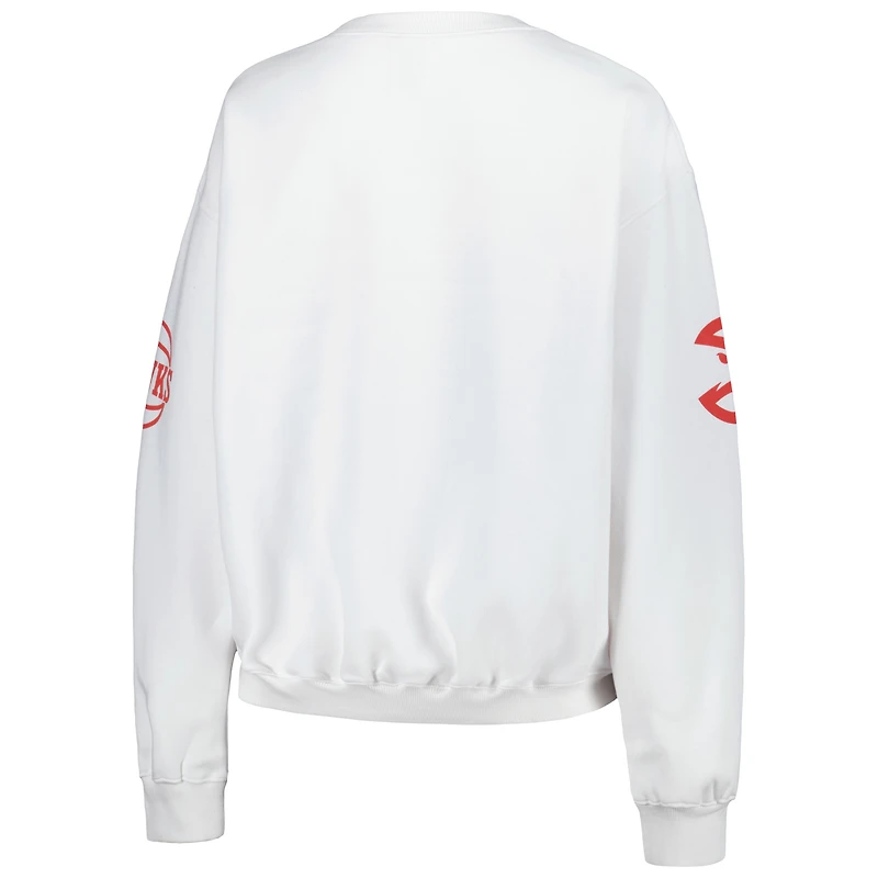 Women's Heather Gray Atlanta Hawks Oversized Pullover Sweatshirt