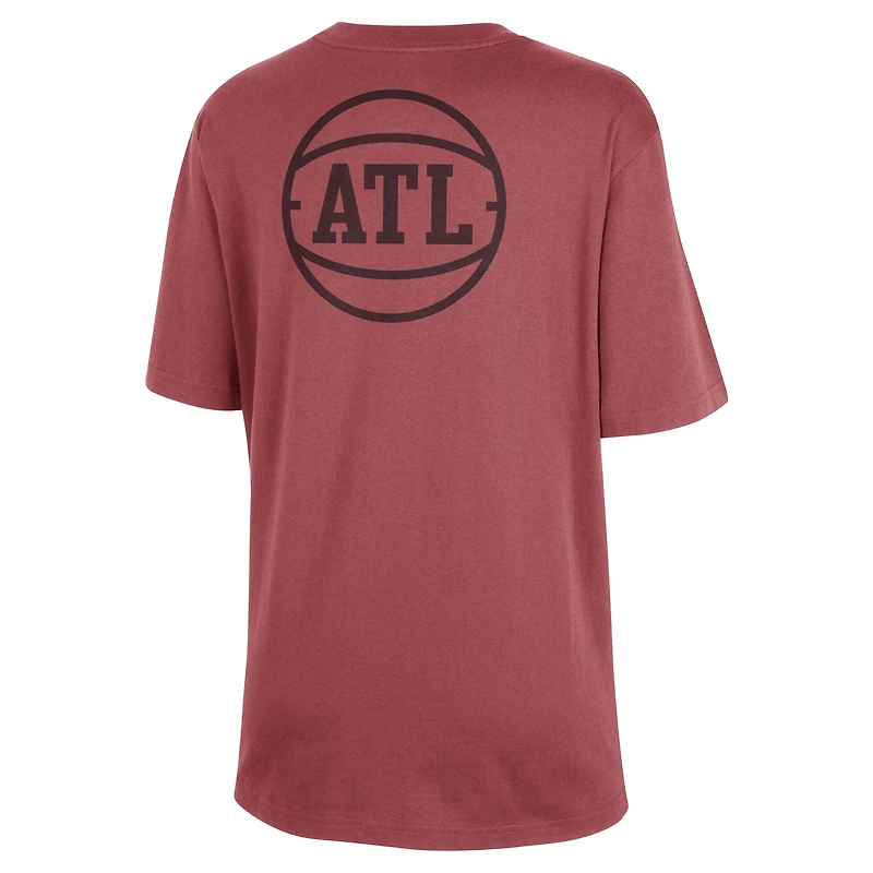 T-shirt Boyfriend Jordan Brand Atlanta Hawks Courtside Statement Edition pour femme rouge