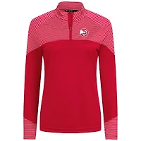 Women's Levelwear Red Atlanta Hawks Classic Stripes Quarter-Zip Top