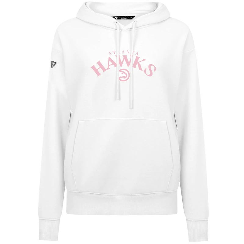Sweat à capuche blanc Levelwear pour femme, motif fête des mères Atlanta Hawks, arqué